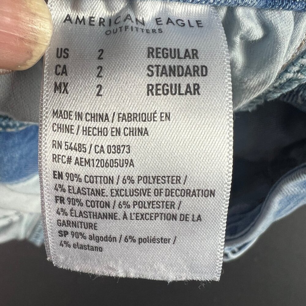 American Eagle Jean Women 26x30* Super High Rise Flare Blue Stretch Denim Tag 2R - Picture 9 of 16